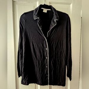 Soma Cool Nights Notch Collar Pajama Top Black Medium